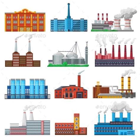 Factory Vector Industrial Building And Industry Industrial Buildings
