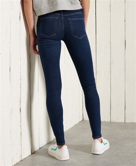 Womens Mid Rise Skinny Jeans In Van Dyke Indigo Used Superdry
