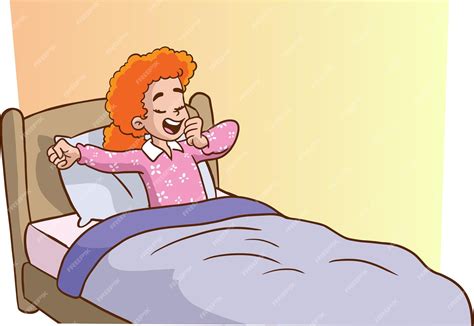 Premium Vector Cute Girl Waking Up From Sleep Vector Illustration