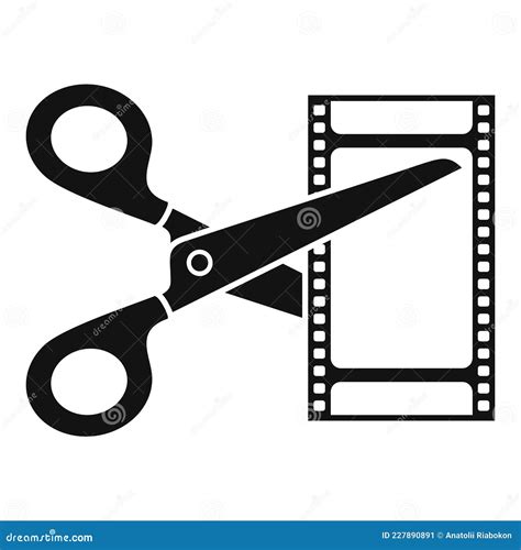 Video Cut Icon Simple Vector Movie Film Stock Illustration