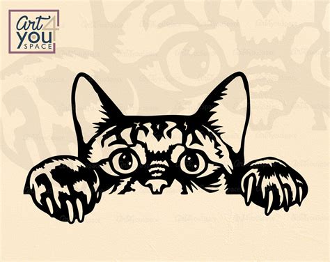 Funny Cat Peek A Boo Svg Png Dxf Clipart Download Printablelaser Cut