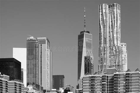 Black And White Picture Of New York City Modern Skyline Stock Photo