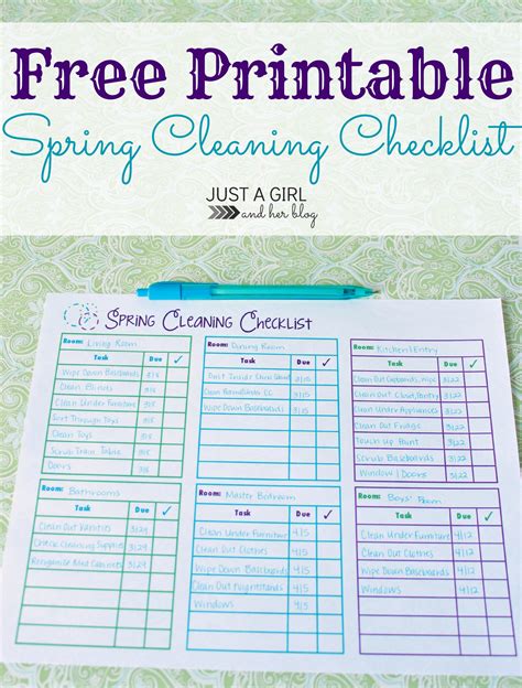 Spring Cleaning Checklist Printable