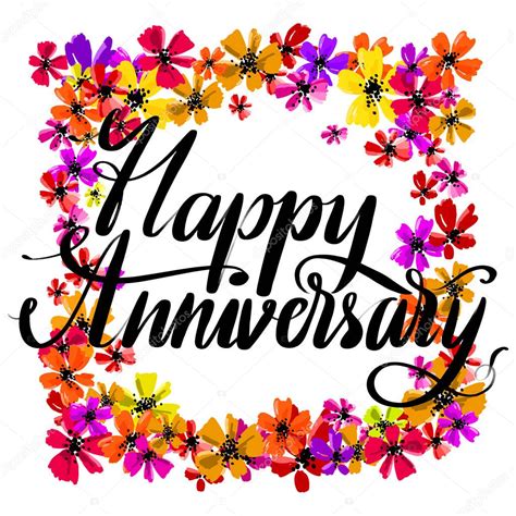 Happy anniversary modern calligraphy | Hand drawn vector lettering ...