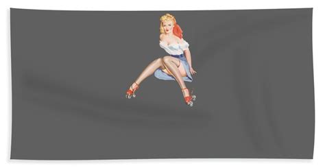 retro pin up girls blonde wearing thigh highs and red high heel rollerskates bachelor party