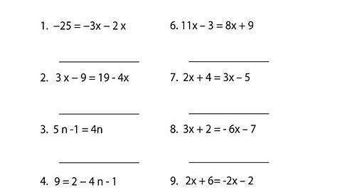 solutions to equations worksheets
