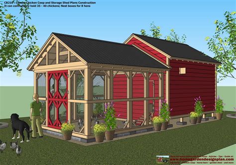 home garden plans: CB210 - Combo Plans - Chicken Coop Plans Construction   Garden Sheds Plans 