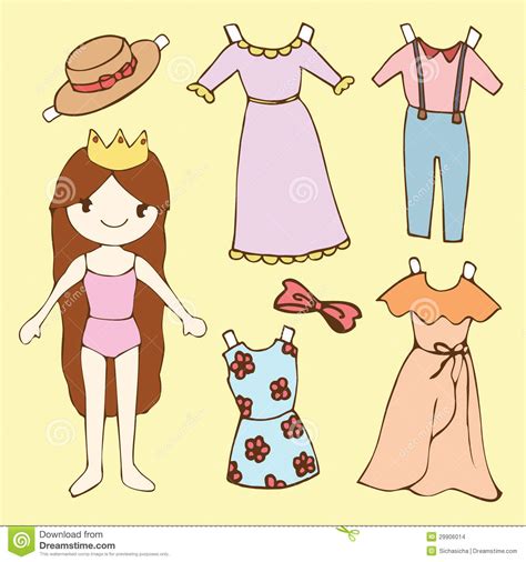 Cute Girl Paper Doll Set Stock Images Image 29906014