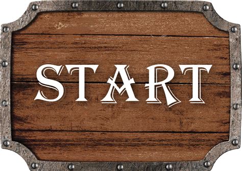 Start Button Brown Wooden Signboard Free Clipart Large Size Png