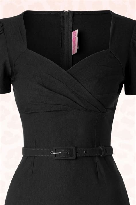 50s Erin Short Sleeve Wiggle Dress In Black