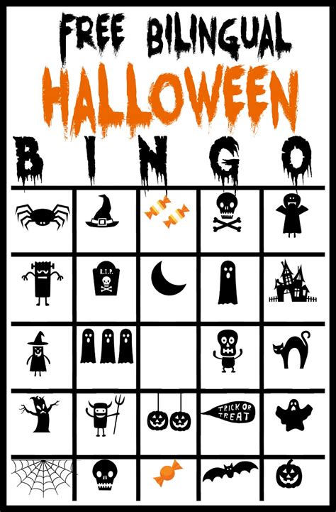 Free Printable Bilingual Halloween Bingo Game Ladydeelg