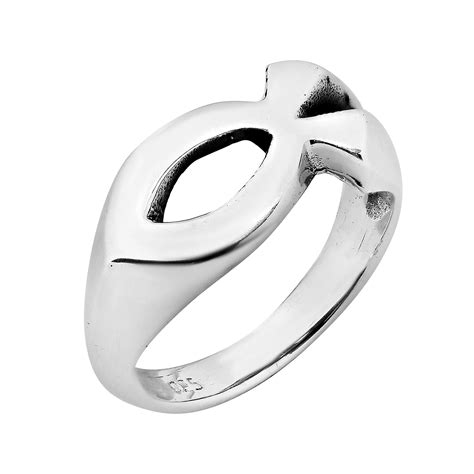 Gorgeous Christian Fish Religion Promise Sterling Silver Ring