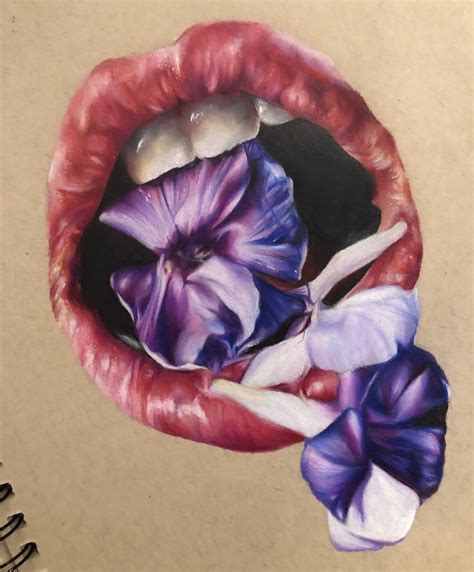 Flower By Adrianazbul Mouth Drawing Drawings Flower Drawing