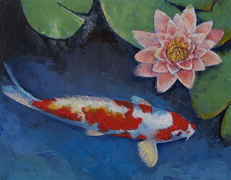 Koi And Water Lily By Michael Creese Water Lilies Art Lily Painting