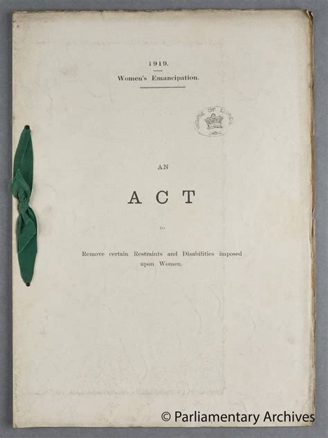 Sex Disqualification Removal Act 1919 Uk Parliament