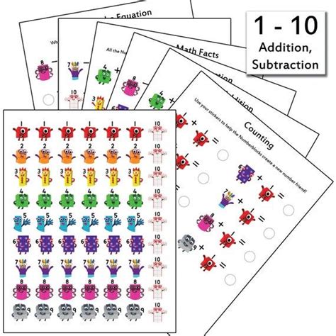 Pages coloring stunning printable number coloring pages. Numberblocks Sticker Math 1 5 or 1 10 60 Stickers and 6 ...