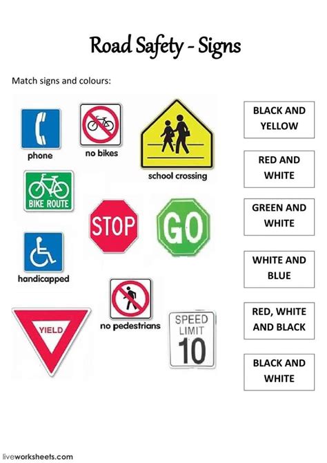 Road Safety Signs Interactive Worksheet Road Safety Signs