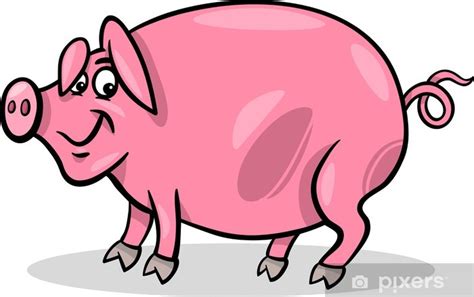 Grafica vettoriale di un maiale, stile cartone animato. Adesivo Maiale fattoria degli animali cartone animato ...