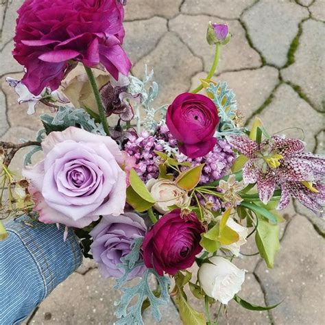 Purple Bridesmaid Bouquets For Spring Wedding With Ranunculus