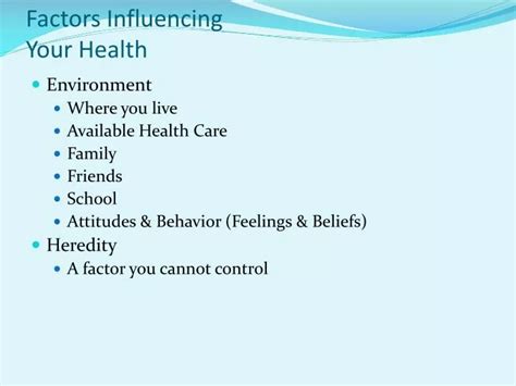 Ppt Factors Influencing Your Health Powerpoint Presentation Free