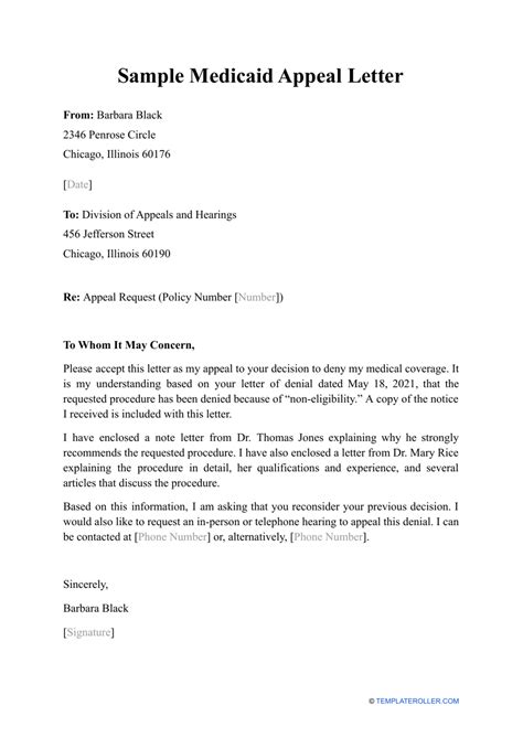 Appeal Letter Template For Medical Necessity