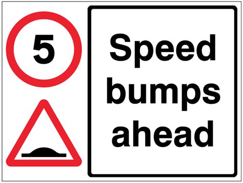 5mph Speed Bumps Ahead Sign 1mm Plastic 400x300mm Ssp Direct
