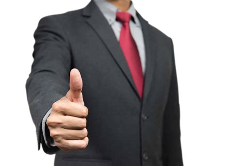 Businessman With Thumbs Up Gesture Isolated On White Background With