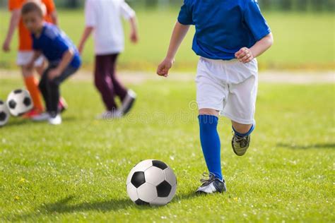 Football Soccer Practice Training Match For Children Sport Educ Stock