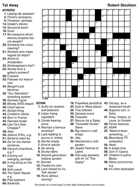 Classic crossword puzzles on a 15x15 grid. Beekeeper Crosswords