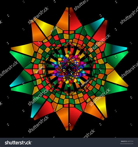Rainbow Colored Stained Glass Kaleidoscope Stock Illustration 4697374