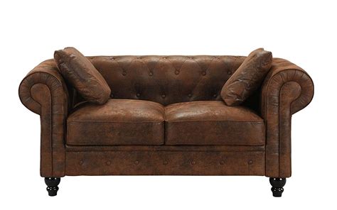 Distressed Rustic Vintage Chesterfield Leather Loveseat Sofa 2 Seat