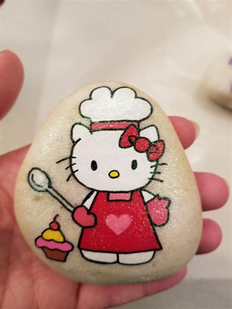 Hello Kitty Painted Rock Painted Rocks Kids Rock Painting Patterns