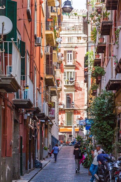 Street In Historic Center Of Naples City Italy Editorial Stock Photo
