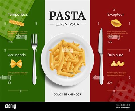 Italian Menu Cover Pasta On Plate Delicious Restaurant Food Macaroni