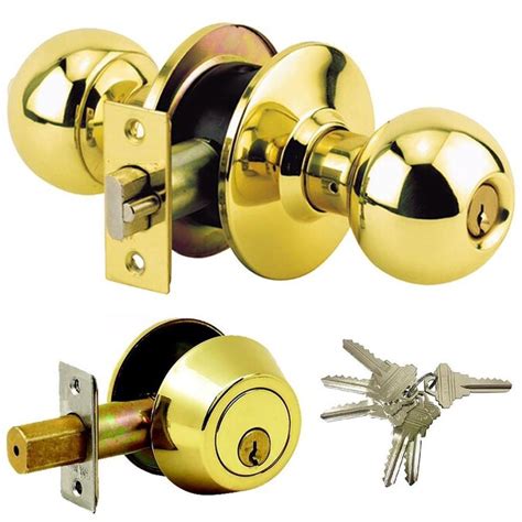 Grip Tight Tools Brass Grade 3 Combo Lock Set With Entry Door Knob And