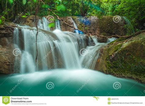 Thailand Waterfall In Kanjanaburi Stock Photo Image Of Landscape