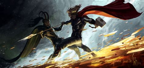 Early Thor Vs Loki Concept Art By Ryan Meinerding Rmarvelstudios