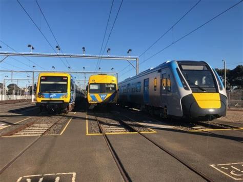Three Generations Of Melbourne Commuter Trains Showing The Latest