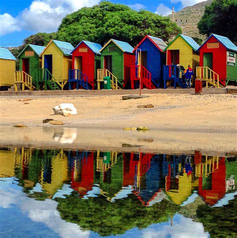 Colourful Huts At St James Beach Cape Town Cape Town South Africa