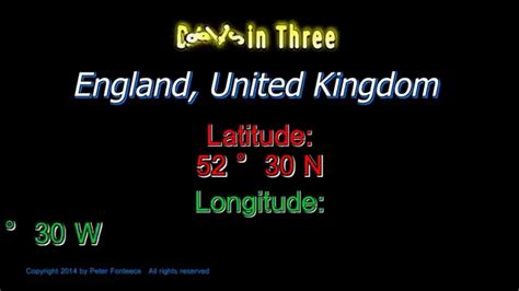 England United Kingdom Latitude And Longitude Digits In Three Youtube