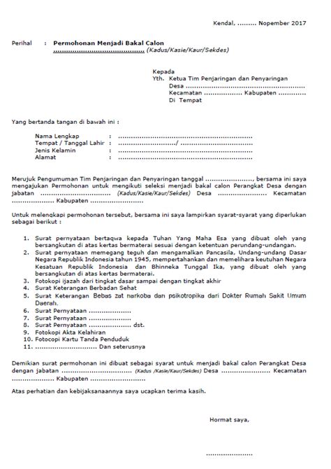 Contoh Surat Permohonan Menjadi Kepala Dusun Delinewstv