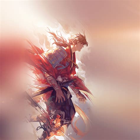 Enjoy the beautiful art of anime on your screen. aw64-hanyijie-hero-red-handsomeillustration-art-anime-flare-wallpaper