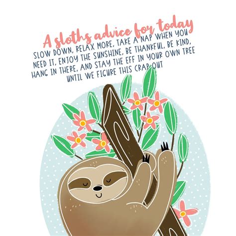 A Sloths Advice Funny Adult Printable Card Digital Etsy