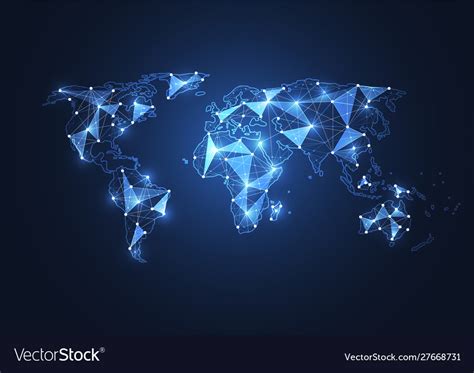 Global Network Connection World Map Point Vector Image