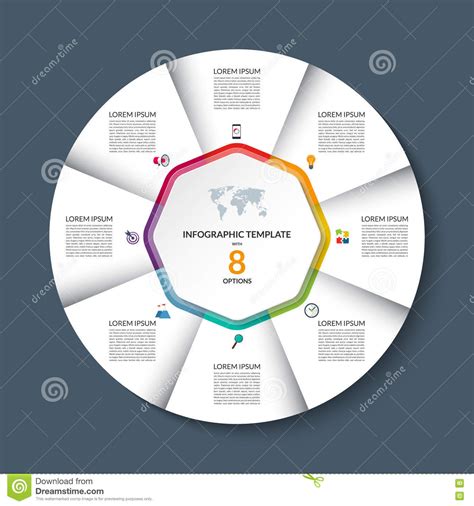 Vector Infographic Circle Template With 8 Steps Or Options Stock