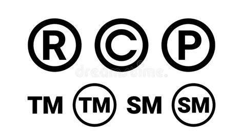 Registered Trademark Copyright Patent And Service Mark Icon Set Stock