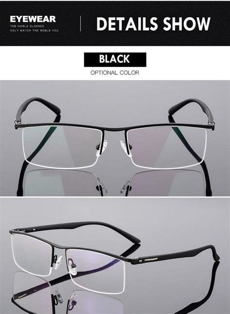 Bclear High End Business Mens Eyeglasses Frame Unique Temple Design Titanium Alloy Half Rim