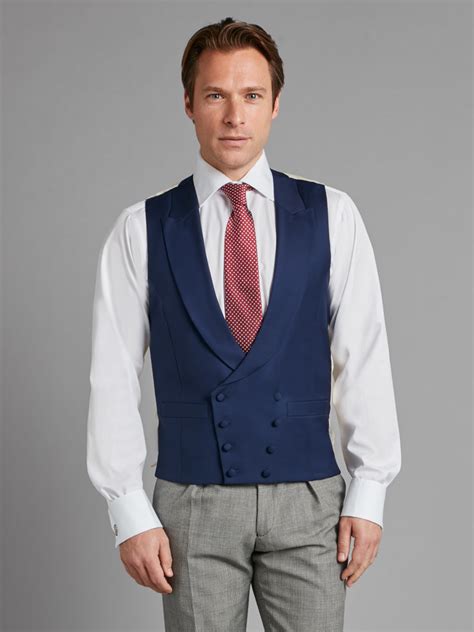 Oliver Brown Double Breasted Wool Waistcoat Navy Oliver Brown
