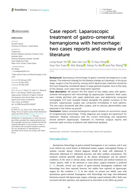 Pdf Case Report Laparoscopic Treatment Of Gastro Omental Hemangioma
