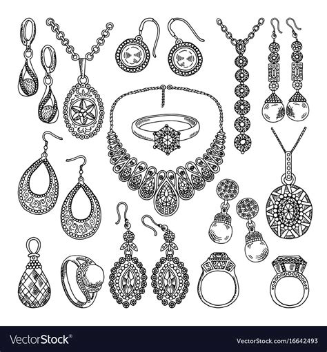 Golden And Silver Jewelry Different Diamonds And Vector Image